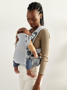 BabyBjorn - Marsupiu anatomic cu multiple pozitii de purtare colectia Harmony, 3D Mesh, Silver - Editie Limitata - Img 3