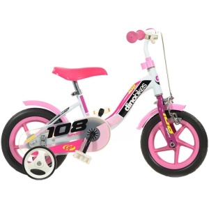 Bicicleta copii Dino Bikes 10' 108 Sport alb si roz cu frana - Img 1