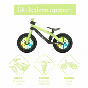 Bicicleta de echilibru, Chillafish, BMXie Glow, Cu spite luminoase, Cu sa reglabila, Greutatate 3.8 Kg, 12 inch, Pentru 2 - 5 ani, Pistachio - Img 3