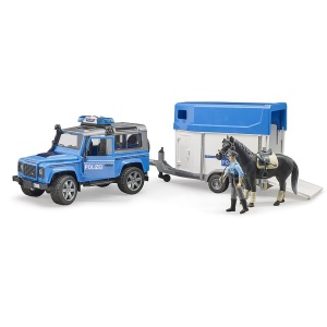 Bruder - Masina De Politie Land Rover Defender Cu Remorca, Politist Si Cal - Img 3