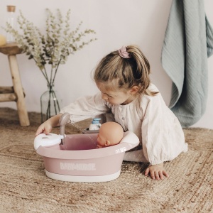 Cadita pentru papusa Smoby Baby Nurse Baleno Bath roz cu accesorii - Img 8