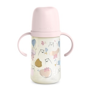 Cana cu muștiuc din silicon, 270 ml, Bears, roz, Suavinex