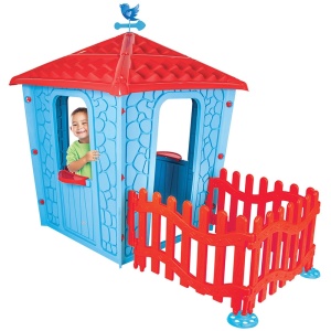 Casuta cu gard pentru copii Pilsan Stone House with Fence blue - Img 2