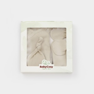 Cutie 4 piese pentru nou nascut - 100% bumbac organic - Verde pal, BabyCosy