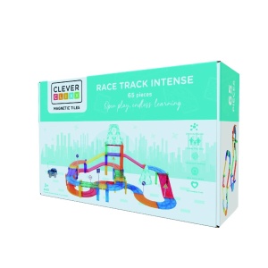 Joc magnetic Traseu de curse 65 piese, Cleverclixx