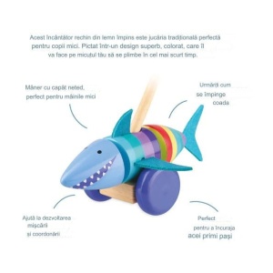 Jucarie de impins rechinul vesel, Orange Tree Toys - Img 3