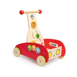 Jucarie din lemn - Antepremergator cu activitati rosu