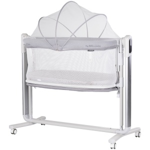 Leagan electric si patut pentru copii Chipolino Ultima cu laterala culisanta grey