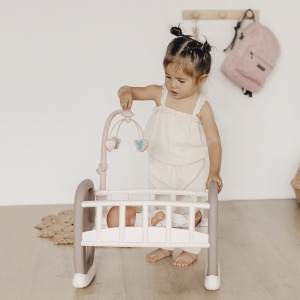 Leagan pentru papusa Smoby Baby Nurse maro cu carusel - Img 4