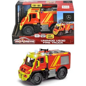 Masina de pompieri Majorette Mercedes Unimog U530 Fire Truck 13 cm cu lumini si sunete - Img 2