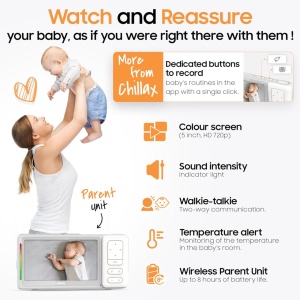 Monitor Video Bebelusi Chillax Giraffe DM610, Full HD 1080p, Ecran 5 inchi, Camera 360 cu Gat Flexibil, Sleep Trainer, Lampa Veghe 8 Culori, Wi-Fi Dual-Mode - Img 5