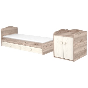 Patut copii transformabil din lemn cu 2 sertare Hubners Sofia Maxi Kombi 120x70 cm crem nisip - Img 5