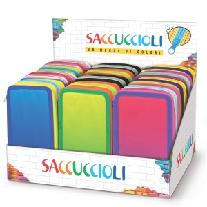 Penar echipat - Color Block cu 3 fermoare (18 markere si 12 creioane colorate) - 13 x 20 x 6.5 cm (12 buc/display)