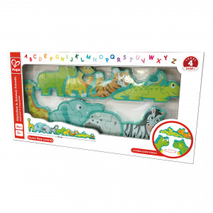 Puzzle din lemn pentru copii cu litere si animale salbatice - Img 3
