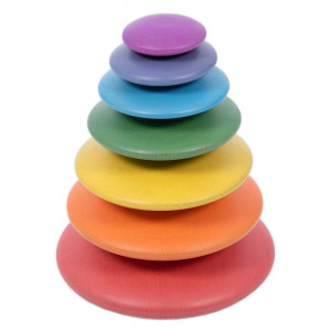 Rainbow Wooden Buttons, discuri din lemn, TickiT - Img 1