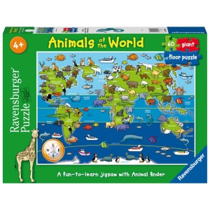 Ravensburger - Puzzle mare de podea harta animalele lumii 60 piese - Img 2