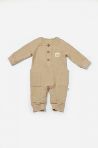 Salopeta cu nasturei, Winter muselin, 100% bumbac - Apricot, BabyCosy