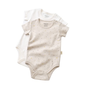 Set 2 body-uri bebe unisex -100% bumbac organic - Crem cu buline, BabyCosy