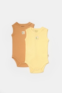 Set 2 body-uri fara maneci Bamboo, galben, BabyCosy, 50% bambus+50% bumbac