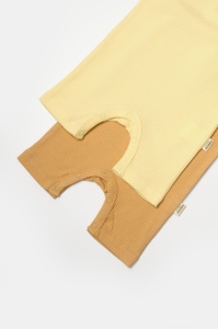 Set 2 salopete scurte Bamboo, galben, BabyCosy, 50%bumbac+50% bambus