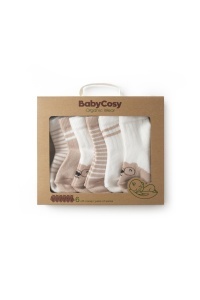 Set 6 perechi ciorapi nou-născut, maro, BabyCosy