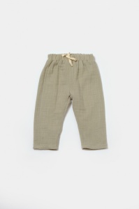 Set bluza cu nasturi si pantaloni , Winter muselin, 100% bumbac - Verde, BabyCosy
