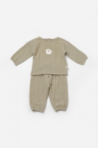 Set bluza si pantaloni, Winter muselin, 100% bumbac - Verde, BabyCosy