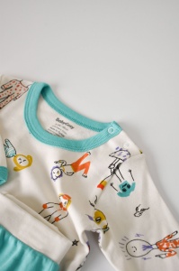 Set bluzita cu maneca lunga si panataloni lungi, 100% bumbac organic, BabyCosy, Verde