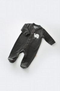Set Broscuta cu salopeta si body din 80%bumbac organic si 20% poliester - Antracit, Baby Cosy