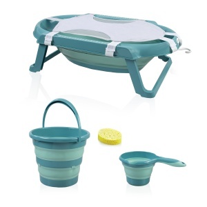 Set cadita pliabila de baie Babyjem, 5 piese, turcoaz