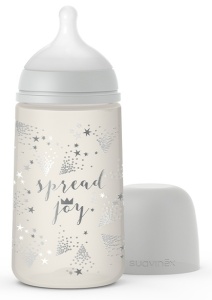 Set Cadou Biberon 270ml + Suzetă 0-6m + Clema Silver Premium, Spread Joy, Suavinex