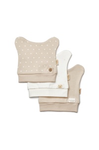 Set de 3 caciulite pentru nou nascut, 100% bumbac organic, TeddyBear, BabyCosy