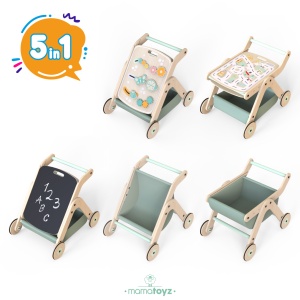 Antepremergator model CITY din lemn 5 in 1 MamaToyz cu masuta de activitati - Img 2