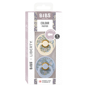 BIBS x LIBERTY - Set 2 suzete Colour Eloise Latex, tetina rotunda, 0 luni+- Dusty Blue/Ivory - Img 3