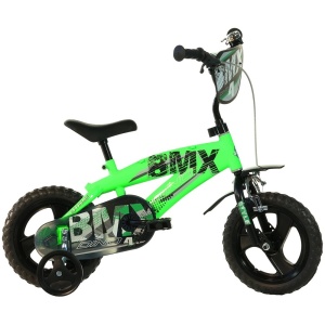 Bicicleta copii Dino Bikes 12' BMX negru si verde - Img 1