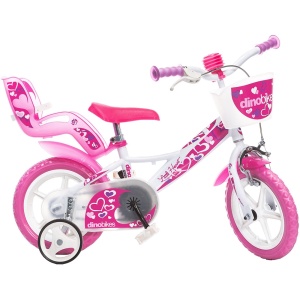 Bicicleta copii Dino Bikes 12' Little Heart alb si roz - Img 1
