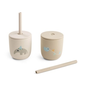 Cana cu pai Done by Deer silicon set 2 buc Celebration Sand - Img 2