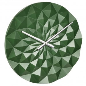 Ceas geometric de precizie, analog, de perete, creat de designer, model DIAMOND, verde metalic, TFA 60.3063.04 - Img 1