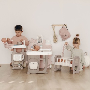 Centru de ingrijire pentru papusi Smoby Baby Nurse Doll`s Play Center maro cu 23 accesorii - Img 5