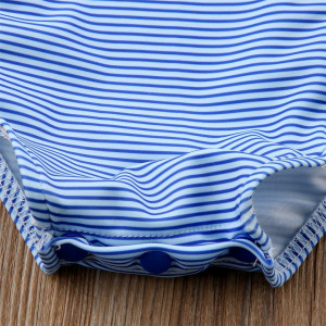 Costum de baie bleu cu dantela galbena