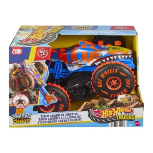 HOT WHEELS MONSTER TRUCK SHARKS VS DINOS MASINA CU TELECOMANDA TIGER SHARK CLIMBER