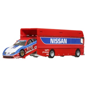 HOT WHEELS TRANSPORTATOR EURO HAULER CU MASINUTA NISSAN 300 ZX GTS SCARA 1:64 - Img 3