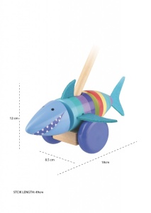 Jucarie de impins rechinul vesel, Orange Tree Toys - Img 4