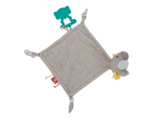 Jucarie dentitie cu paturica pathwork Bird, BabyJem, gri