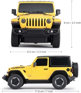 MASINA CU TELECOMANDA JEEP WRANGLER RUBICON GALBEN CU SCARA 1 LA 24 - Img 4