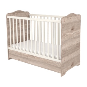 Patut copii din lemn cu sertar Hubners Sofia 120x60 cm crem nisip - Img 1