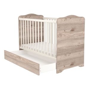 Patut copii din lemn cu sertar Hubners Sofia 120x60 cm crem nisip - Img 4