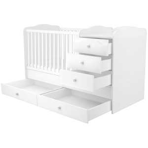 Patut copii transformabil din lemn cu 5 sertare Hubners Matei Maxi Kombi 120x70 cm alb - Img 2