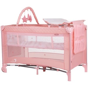 Patut pliabil cu saltea de infasat Chipolino Luna flamingo - Img 1