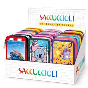 Penar echipat - Colectia Mix cu 3 fermoare (18 markere si 18 creioane colorate) - 13 x 20 x 6.5 cm (12buc/display)